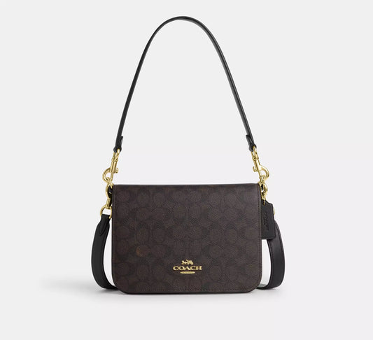 COACH 2WAY MONOGRAM CANVAS SHOULDER BAG | 2 COLORS