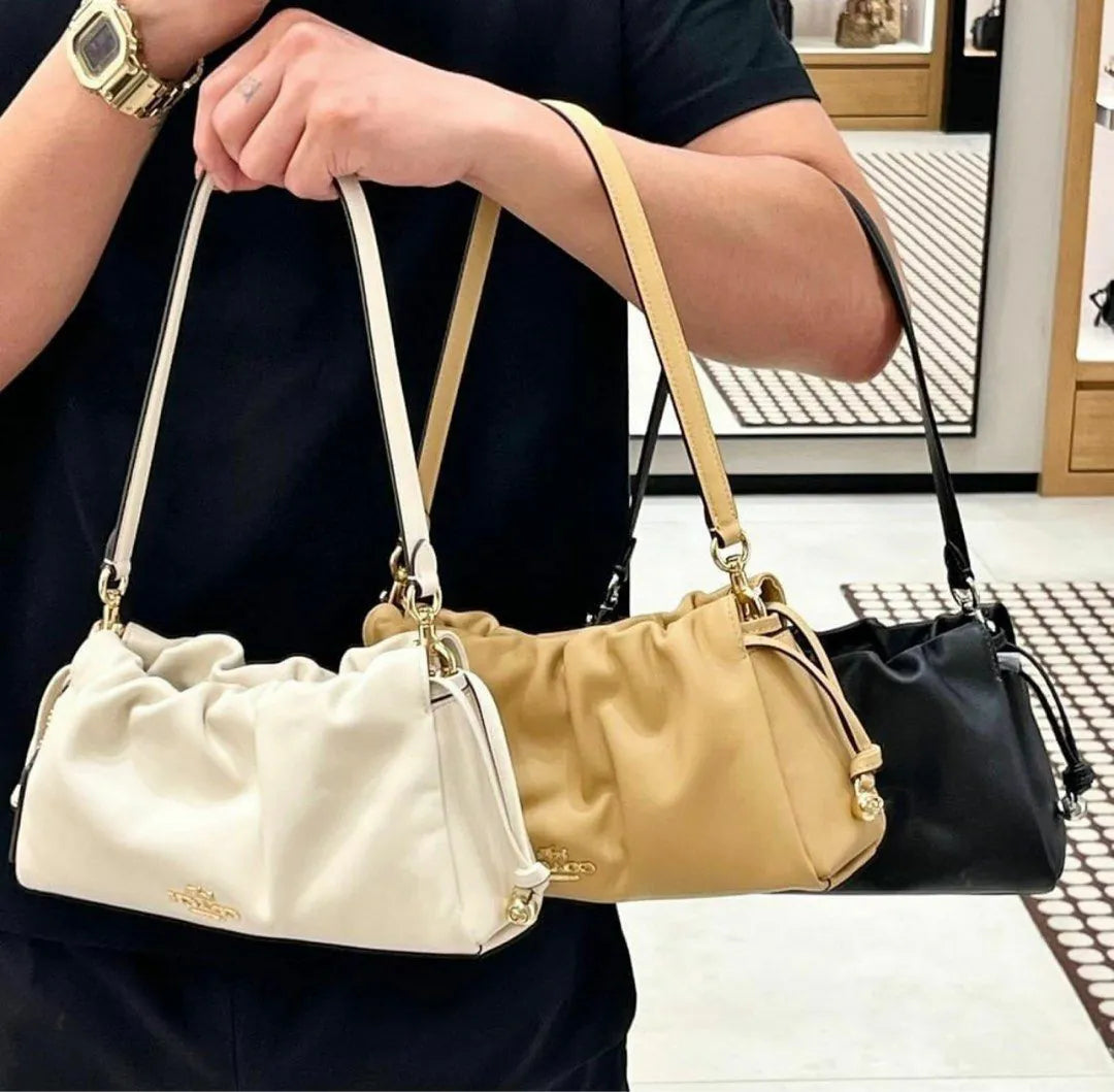 COACH 3WAY PLEATS SHOULDER BAG | 5 COLORS