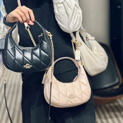 COACH 2WAY QUILTING LEATHER MINI CROSSBODY BAG | 4 COLORS