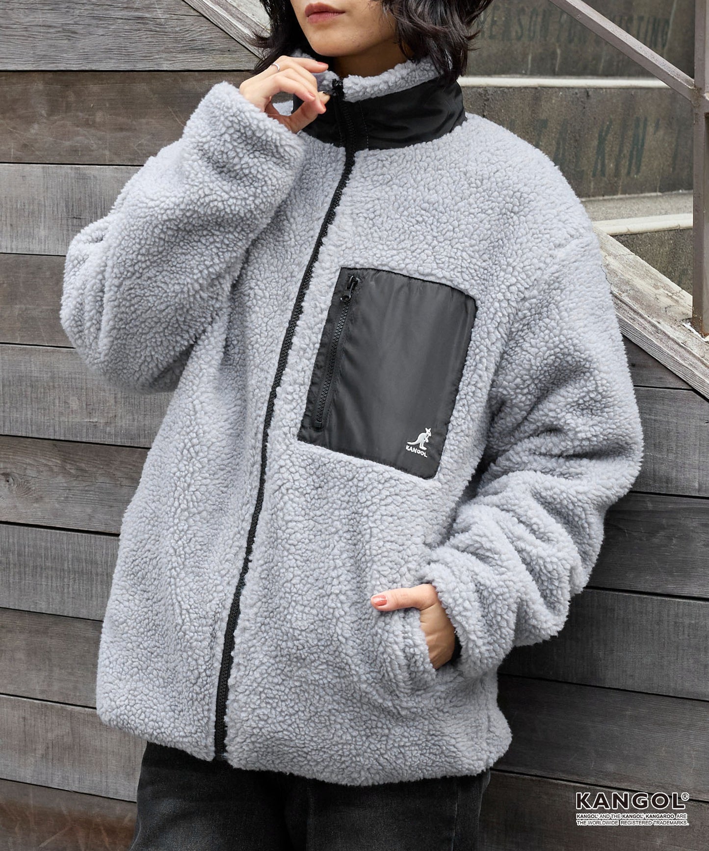KANGOL OVERSIDE FLEECE JACKET ( 搖粒外套 ) | 5 COLORS