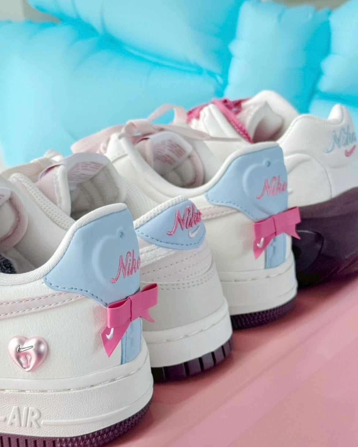 NIKE AIR FORCE 1 RIBBON HEART | PINK WHITE