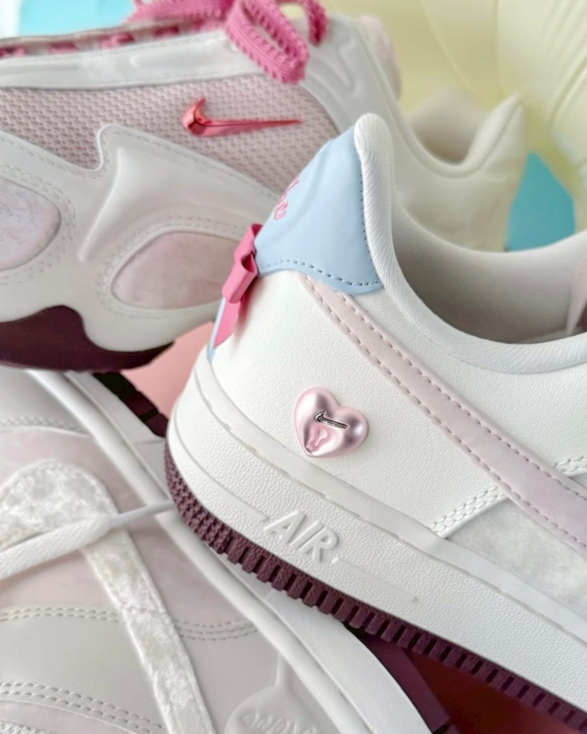 NIKE AIR FORCE 1 RIBBON HEART | PINK WHITE