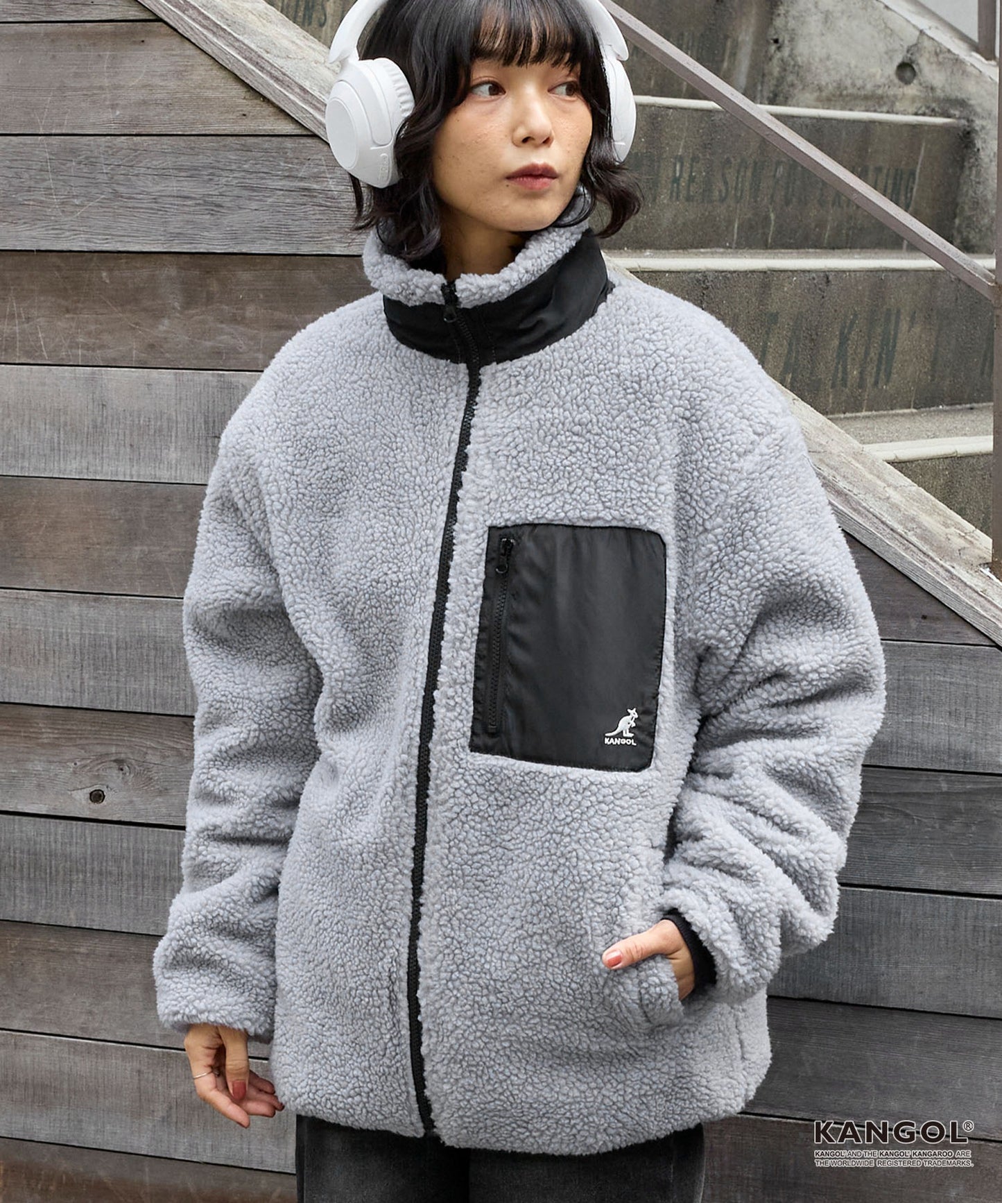 KANGOL OVERSIDE FLEECE JACKET ( 搖粒外套 ) | 5 COLORS