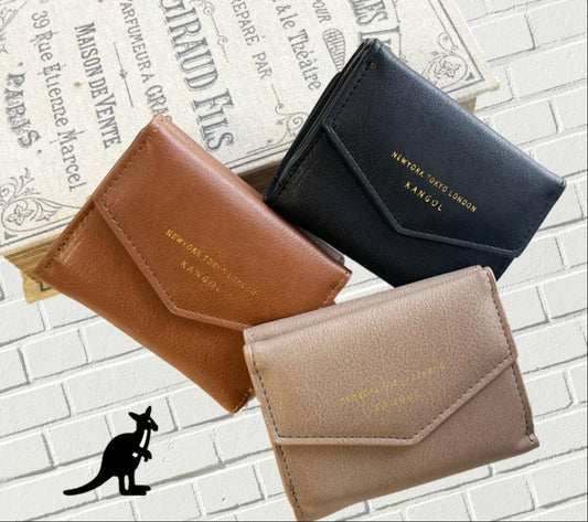 KANGOL PU LEATHER MINI WALLET | 3 COLORS