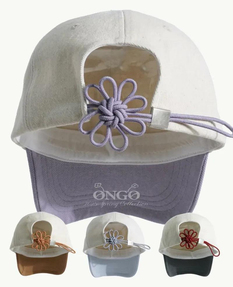 ONGO EMBROIDERY FLOWER KNOT CAP | 4 COLORS