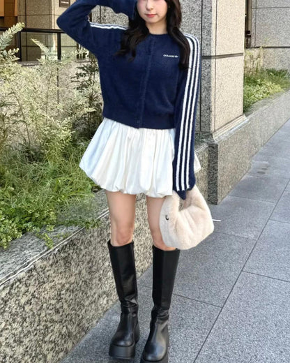 ADIDAS ORIGINALS FLUFFY KNIT JACKET | BLUE