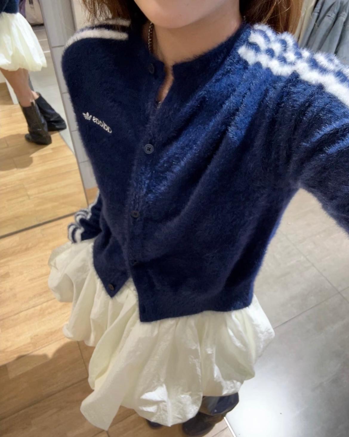 ADIDAS ORIGINALS FLUFFY KNIT JACKET | BLUE