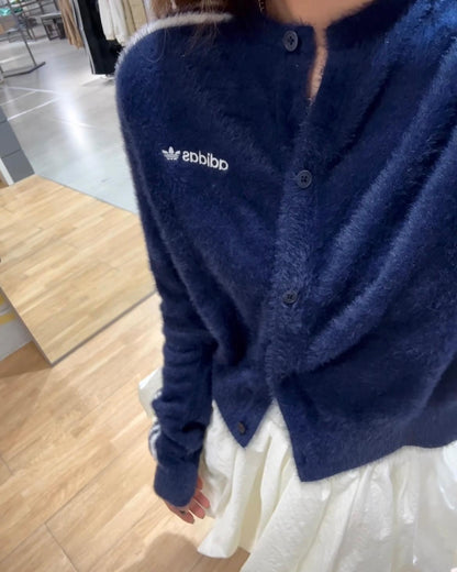 ADIDAS ORIGINALS FLUFFY KNIT JACKET | BLUE