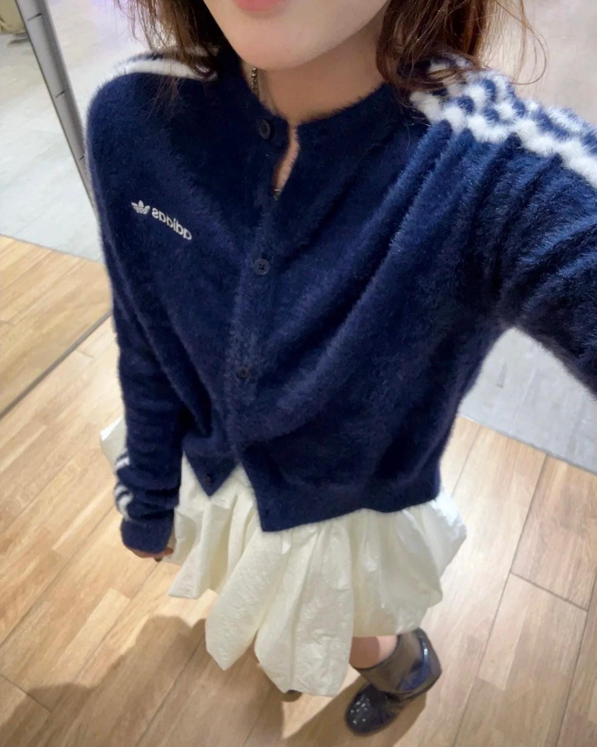 ADIDAS ORIGINALS FLUFFY KNIT JACKET | BLUE