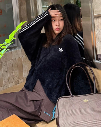 ADIDAS ORIGINALS FLUFFY KNIT JACKET | 2 COLORS