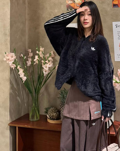 ADIDAS ORIGINALS FLUFFY KNIT JACKET | 2 COLORS