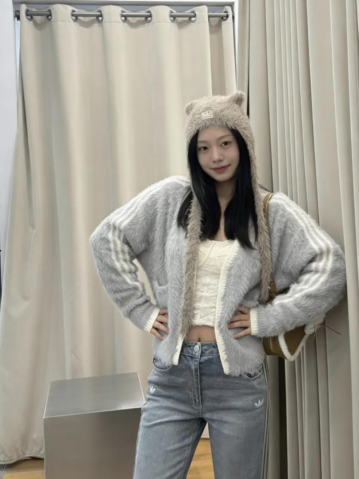 ADIDAS ORIGINALS NY FLUFFY KNIT JACKET | 2 COLORS