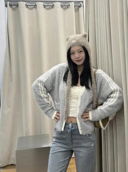 ADIDAS ORIGINALS NY FLUFFY KNIT JACKET | 2 COLORS