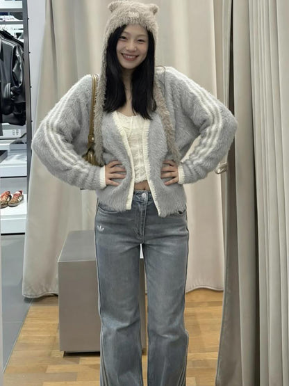 ADIDAS ORIGINALS NY FLUFFY KNIT JACKET | 2 COLORS