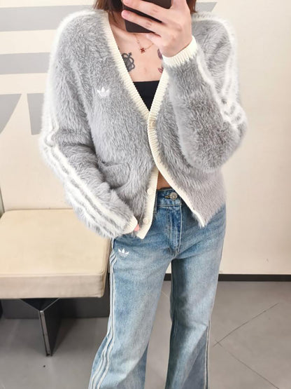 ADIDAS ORIGINALS NY FLUFFY KNIT JACKET | 2 COLORS