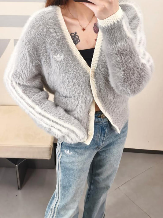 ADIDAS ORIGINALS NY FLUFFY KNIT JACKET | 2 COLORS