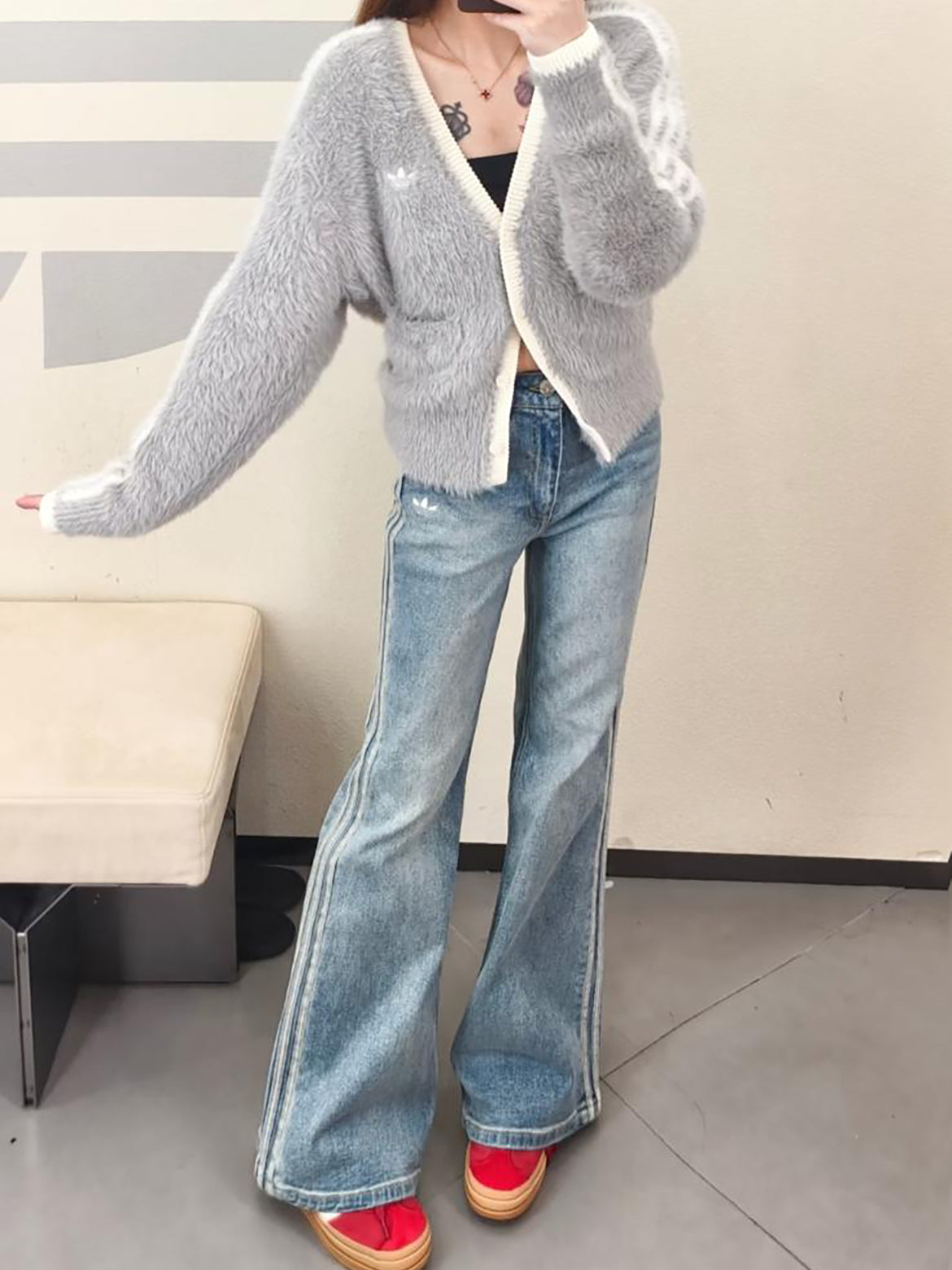 ADIDAS ORIGINALS NY FLUFFY KNIT JACKET | 2 COLORS