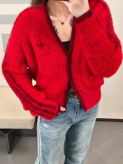 ADIDAS ORIGINALS NY FLUFFY KNIT JACKET | 2 COLORS