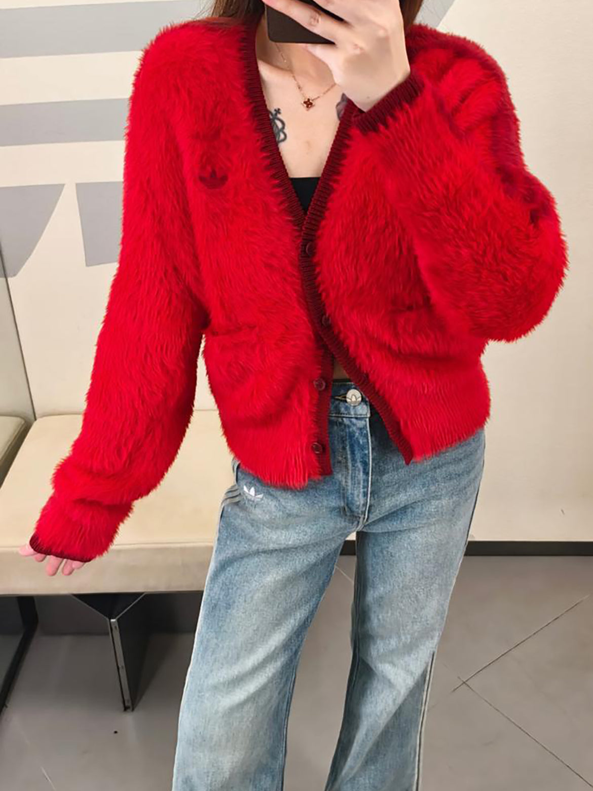 ADIDAS ORIGINALS NY FLUFFY KNIT JACKET | 2 COLORS