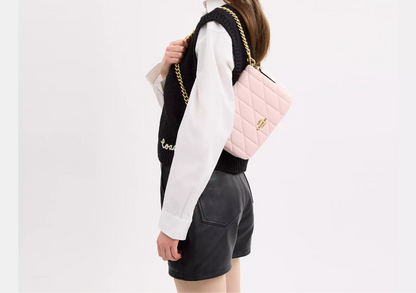 COACH 2WAY QUILTING LEATHER SHOULDER BAG | 4 COLORS