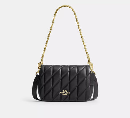 COACH 2WAY QUILTING LEATHER SHOULDER BAG | 4 COLORS