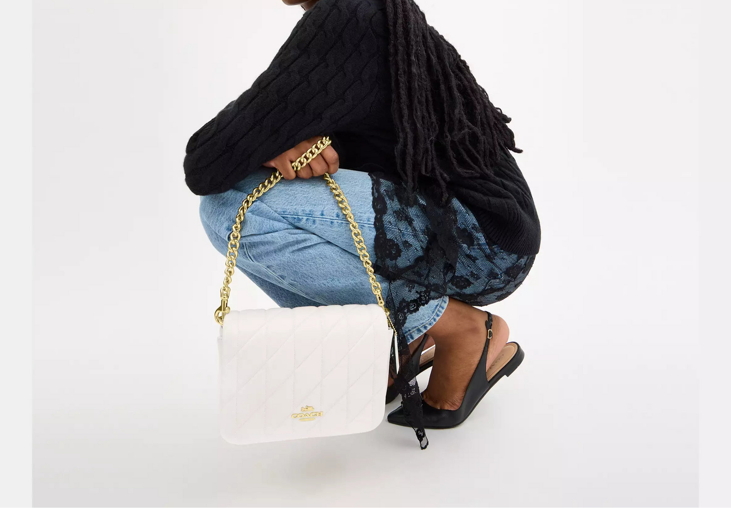 COACH 2WAY QUILTING LEATHER SHOULDER BAG | 4 COLORS