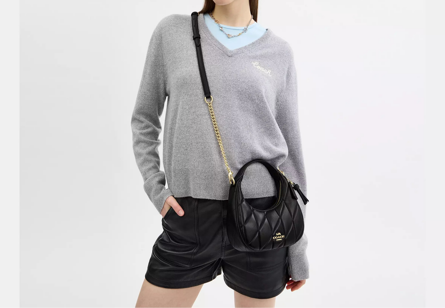 COACH 2WAY QUILTING LEATHER MINI CROSSBODY BAG | 4 COLORS