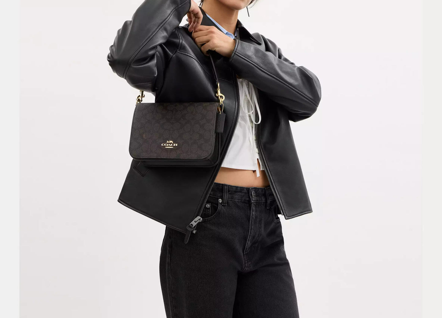 COACH 2WAY MONOGRAM CANVAS SHOULDER BAG | 2 COLORS